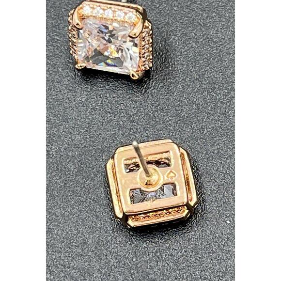 Kate spade Save The Date Pave Princess Cut Bling shiny Rose Gold Stud Earrings - Picture 3 of 16